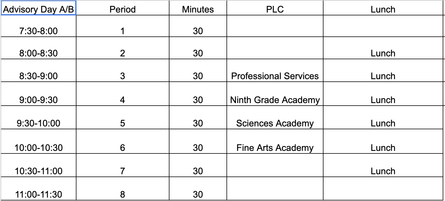 Bell Schedules Abraham Lincoln High School